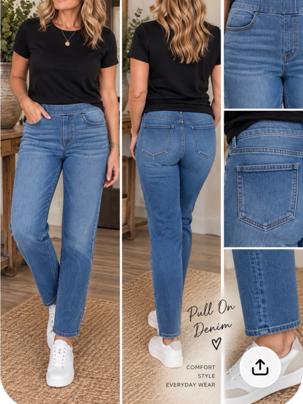 Halara Pull-On Blue Denim Jeans
